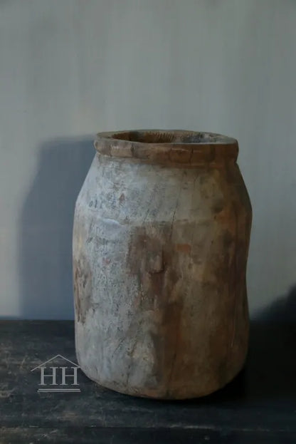 Houten pot vaas Uniek A1