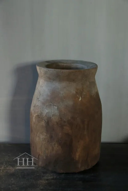 Houten pot vaas Uniek A2