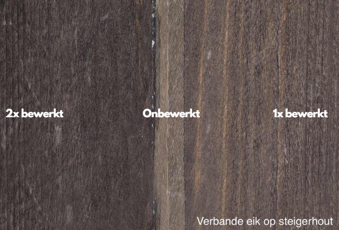 Verbrande eik bewerking op steigerhout