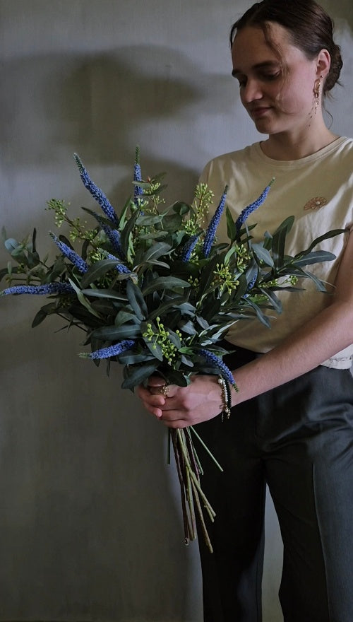 Veronica kunstbloemen boeket blauw 70 cm - 17 stelen