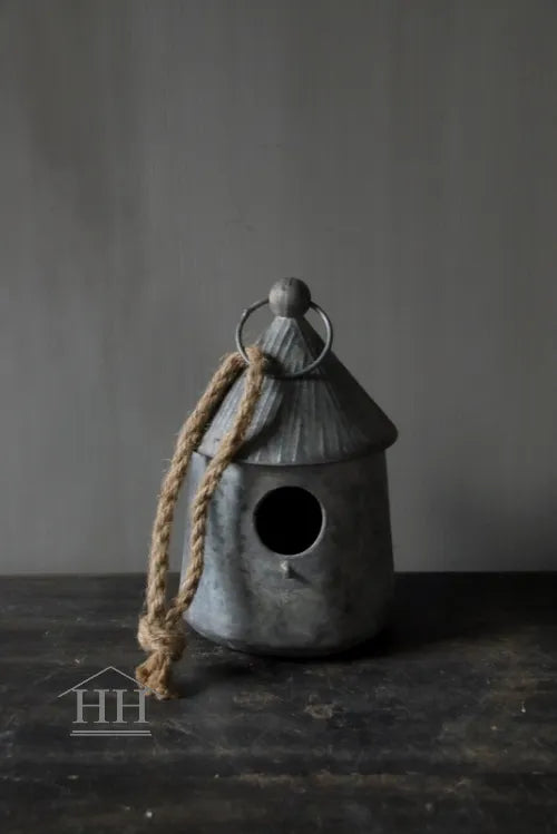 Zinken vogelhuisje grijs M