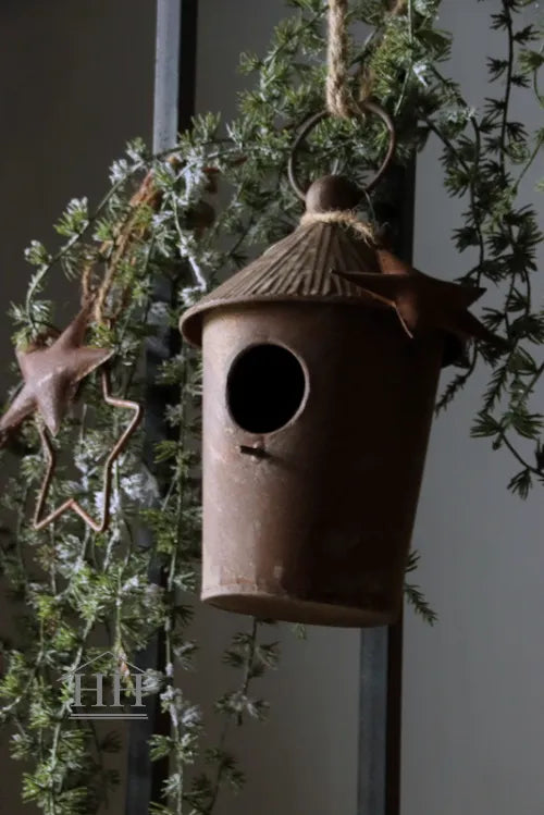 Zinken vogelhuisje roest S