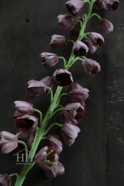 Zijden bloem fritillaria met mauve bloemknoppen