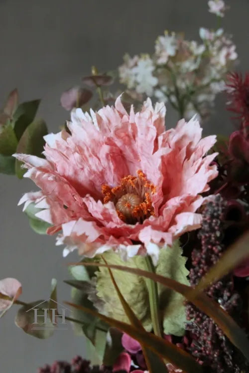 Zijden bloemstuk met landelijke bloemen