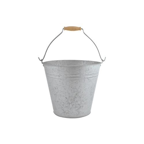 Zinken emmer met houten handvat 27 cm