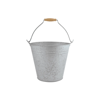 Zinken emmer met houten handvat 27 cm
