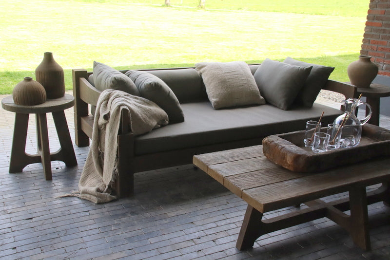 Landelijke tuinbank / daybed inclusief kussens