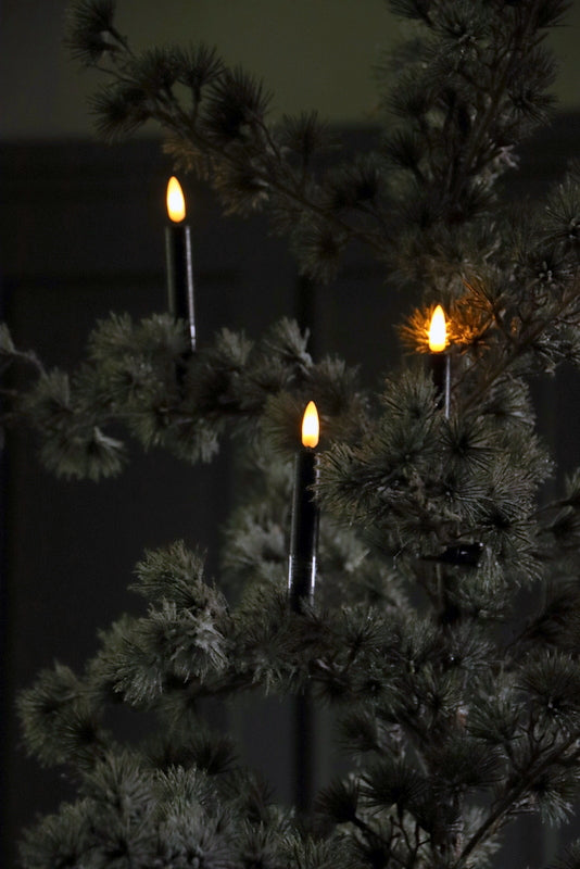 LED kerstboomkaarsjes zwart 10 stuks met afstandsbediening