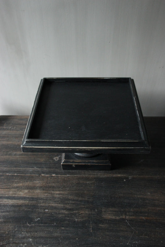 Zwart houten plateau 30 x 30 cm vierkant
