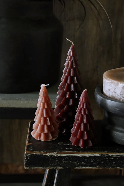 Kerstboom kaars Cognac klein
